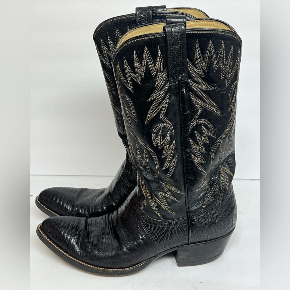 Dan Post Black Lizard Skin Boots 6830 Cowboy Western USA SIZE 9.5 D NICE